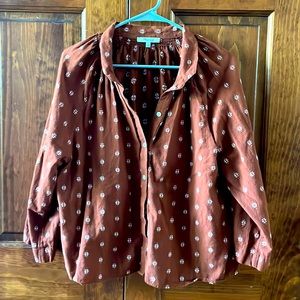 Madewell Large Embroidered 3/4 sleeve blouse